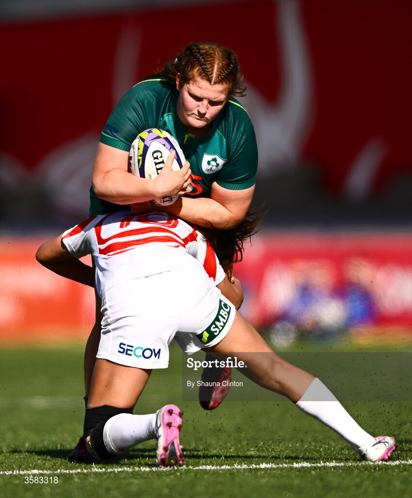 3 October 2026; Sophie Barrett of Ireland during the International Women's Rugby fixture between Ireland and Japan at Virgin Media Park in Cork. Photo by Shauna Clinton/Sportsfile