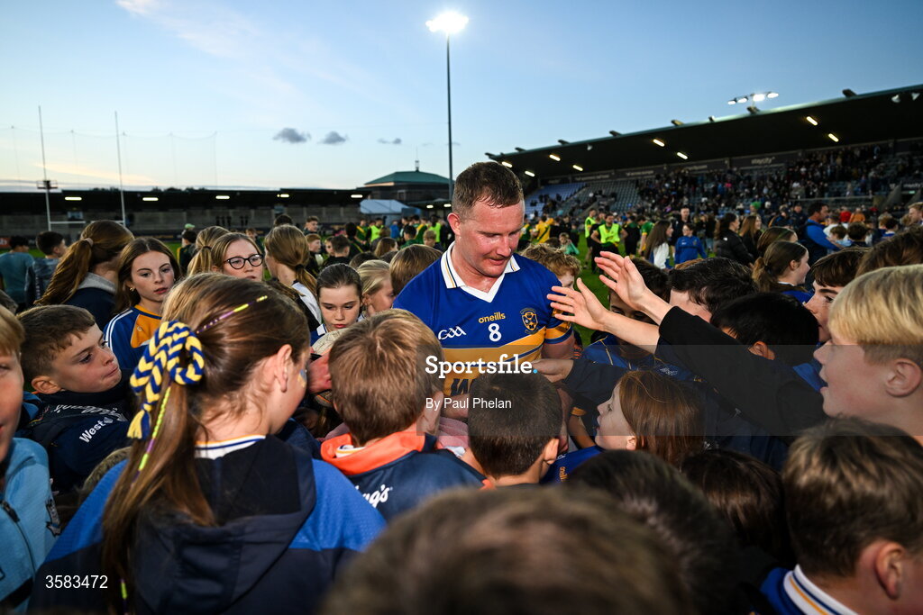 3 October 2026; Ciarán Kilkenny of Castleknock signs autographs after the Dublin County Senior Club Football Championship semi-final match between Thomas Davis and Castleknock at Parnell Park in Dublin. Photo by Paul Phelan/Sportsfile