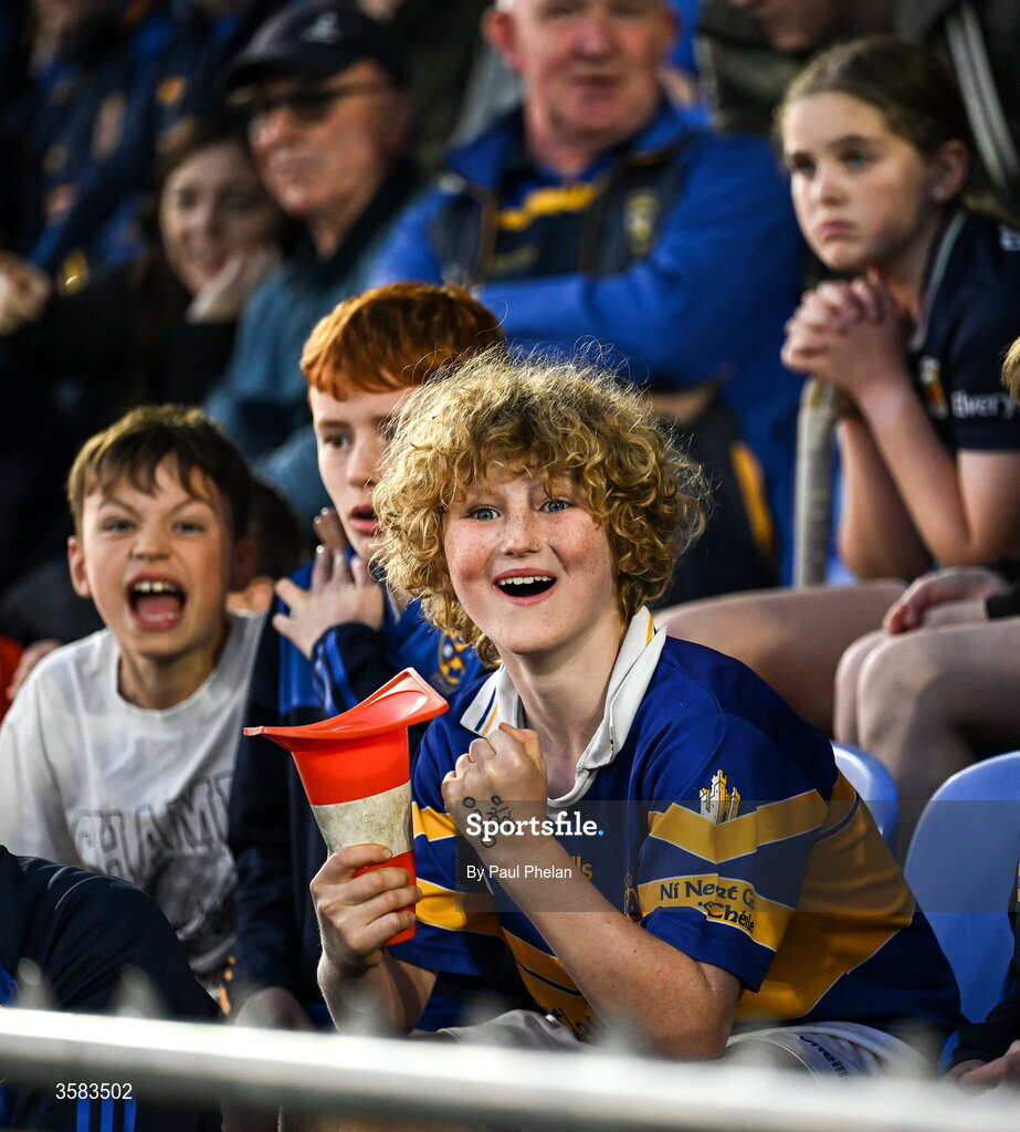 3 October 2026; A Castleknock supporter during the Dublin County Senior Club Football Championship semi-final match between Thomas Davis and Castleknock at Parnell Park in Dublin. Photo by Paul Phelan/Sportsfile