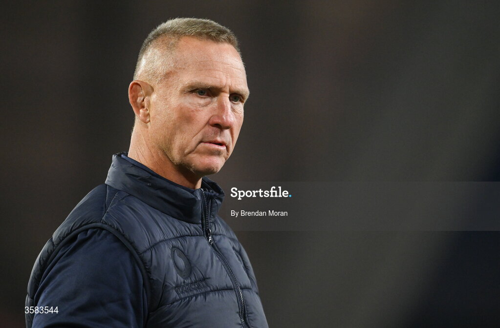 3 October 2026; Vodacom Bulls head coach Johan Ackermann before the United Rugby Championship match between Munster and Vodacom Bulls at Thomond Park in Limerick. Photo by Brendan Moran/Sportsfile
