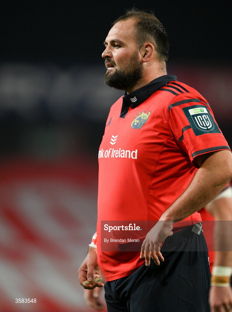 3 October 2026; Jack Aungier of Munster during the United Rugby Championship match between Munster and Vodacom Bulls at Thomond Park in Limerick. Photo by Brendan Moran/Sportsfile