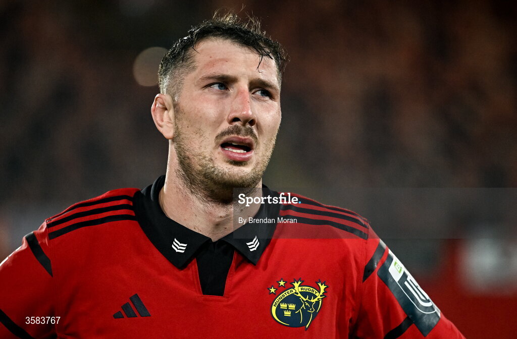 3 October 2026; Tom Ahern of Munster after the United Rugby Championship match between Munster and Vodacom Bulls at Thomond Park in Limerick. Photo by Brendan Moran/Sportsfile