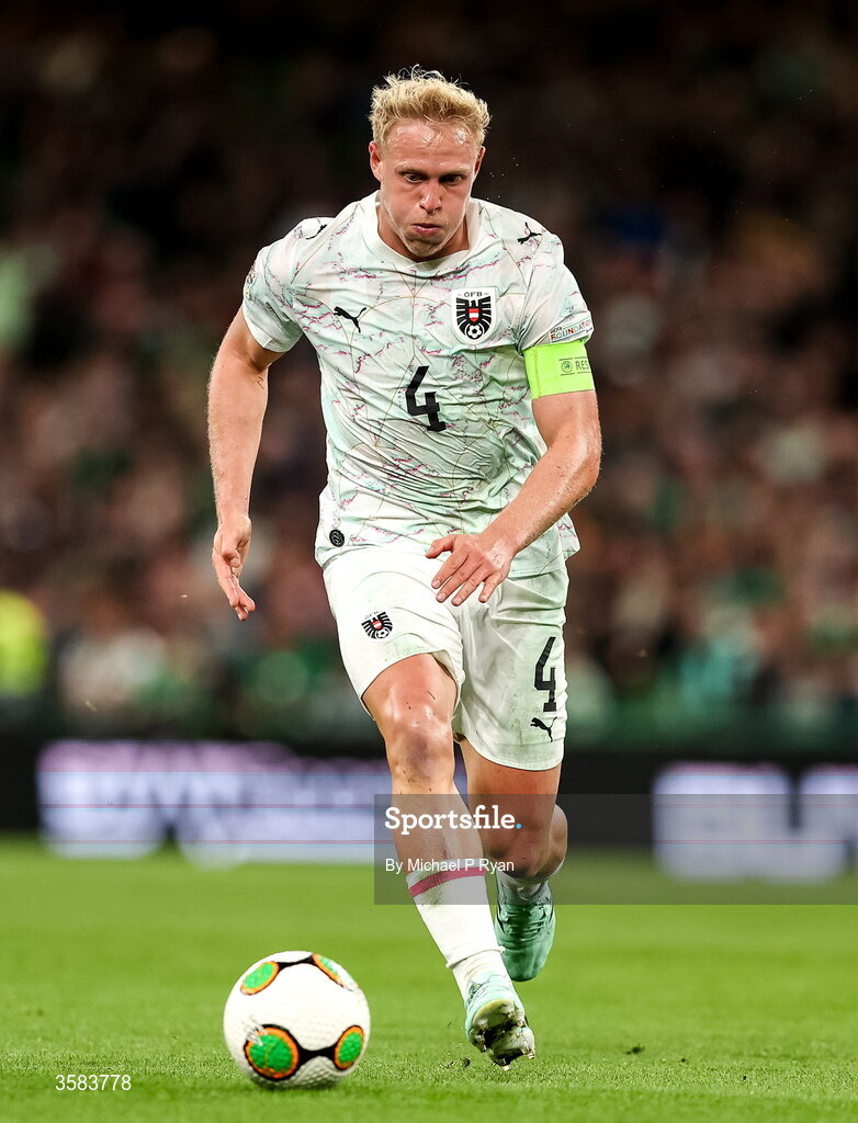 1 October 2026; Xaver Schlager of Austria during the UEFA Nations League B match between the Republic of Ireland and Austria at the Aviva Stadium in Dublin. Photo by Michael P Ryan/Sportsfile