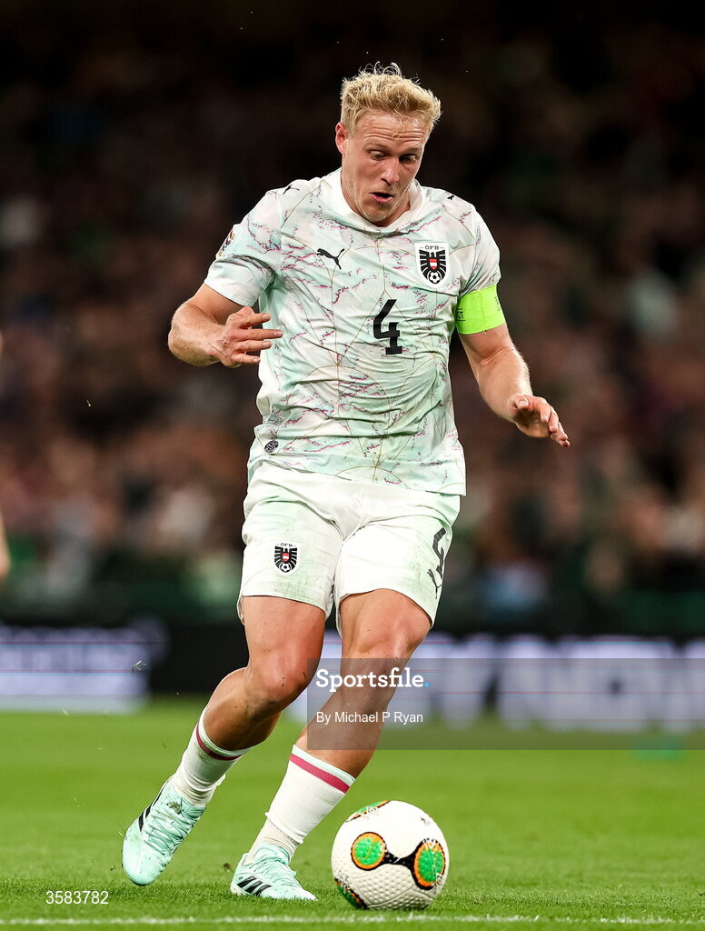 1 October 2026; Xaver Schlager of Austria during the UEFA Nations League B match between the Republic of Ireland and Austria at the Aviva Stadium in Dublin. Photo by Michael P Ryan/Sportsfile