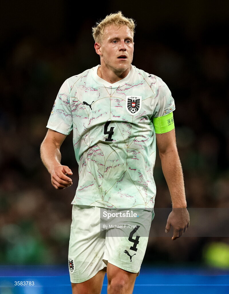 1 October 2026; Xaver Schlager of Austria during the UEFA Nations League B match between the Republic of Ireland and Austria at the Aviva Stadium in Dublin. Photo by Michael P Ryan/Sportsfile