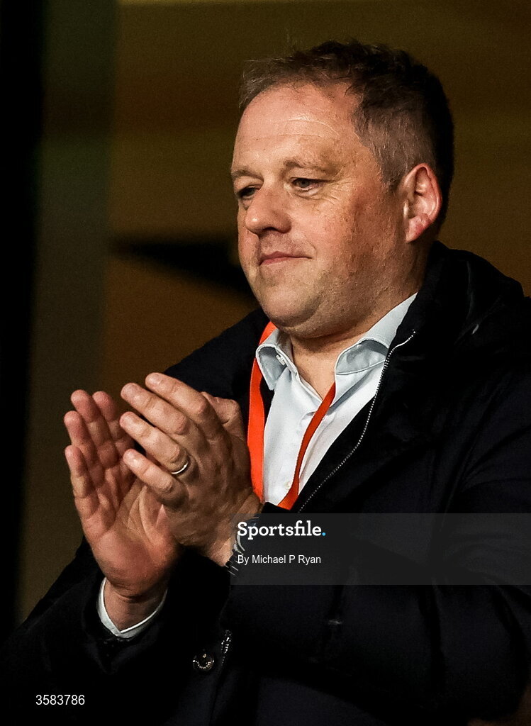 1 October 2026; Minister of State for Europe and Defence Thomas Byrne TD, during the UEFA Nations League B match between the Republic of Ireland and Austria at the Aviva Stadium in Dublin. Photo by Michael P Ryan/Sportsfile