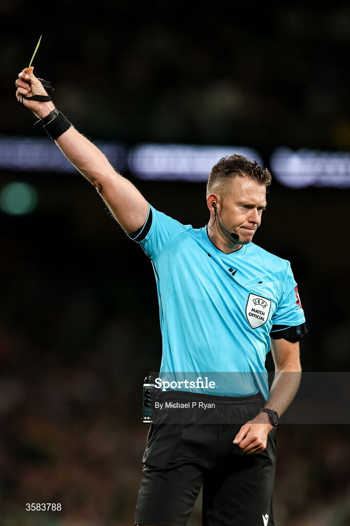 1 October 2026; Referee Allard Lindhout during the UEFA Nations League B match between the Republic of Ireland and Austria at the Aviva Stadium in Dublin. Photo by Michael P Ryan/Sportsfile