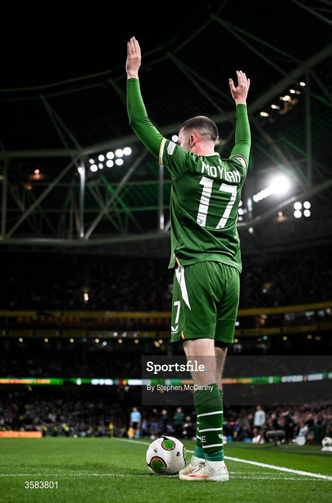 1 October 2026; Jack Moylan of Republic of Ireland during the UEFA Nations League B match between the Republic of Ireland and Austria at the Aviva Stadium in Dublin. Photo by Stephen McCarthy/Sportsfile