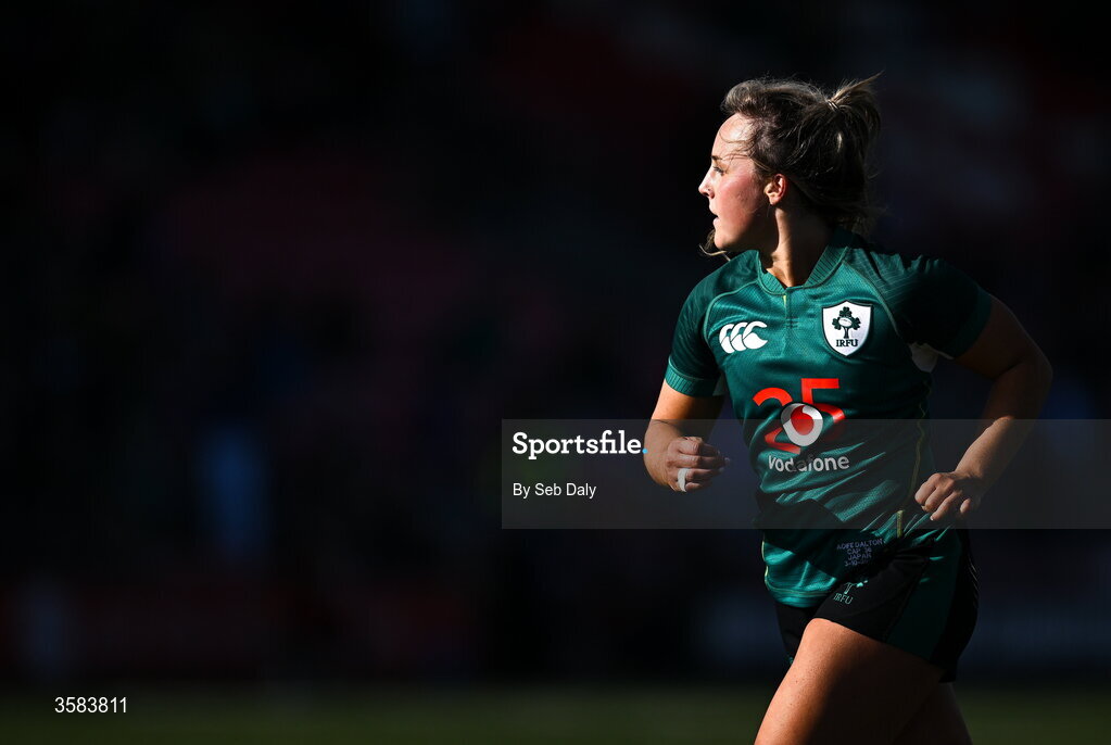 3 October 2026; Aoife Dalton of Ireland during the International Women's Rugby fixture between Ireland and Japan at Virgin Media Park in Cork. Photo by Seb Daly/Sportsfile
