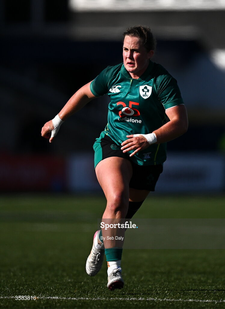 3 October 2026; Enya Breen of Ireland during the International Women's Rugby fixture between Ireland and Japan at Virgin Media Park in Cork. Photo by Seb Daly/Sportsfile