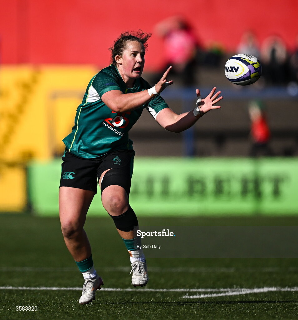 3 October 2026; Enya Breen of Ireland during the International Women's Rugby fixture between Ireland and Japan at Virgin Media Park in Cork. Photo by Seb Daly/Sportsfile