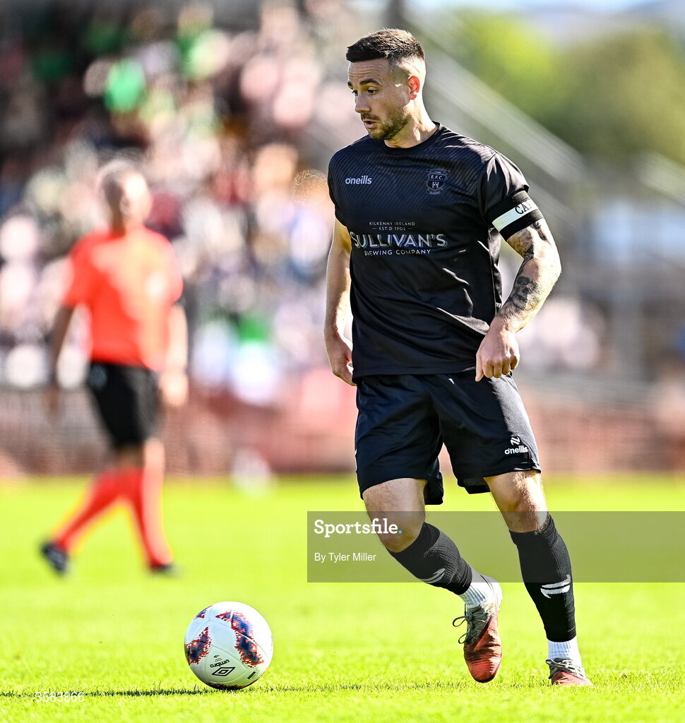3 October 2026; Michael Drennan of Evergreen during the FAI Junior Cup final between Coachford and Evergreen at Munster FA Turner's Cross Park in Cork. Photo by Tyler Miller/Sportsfile