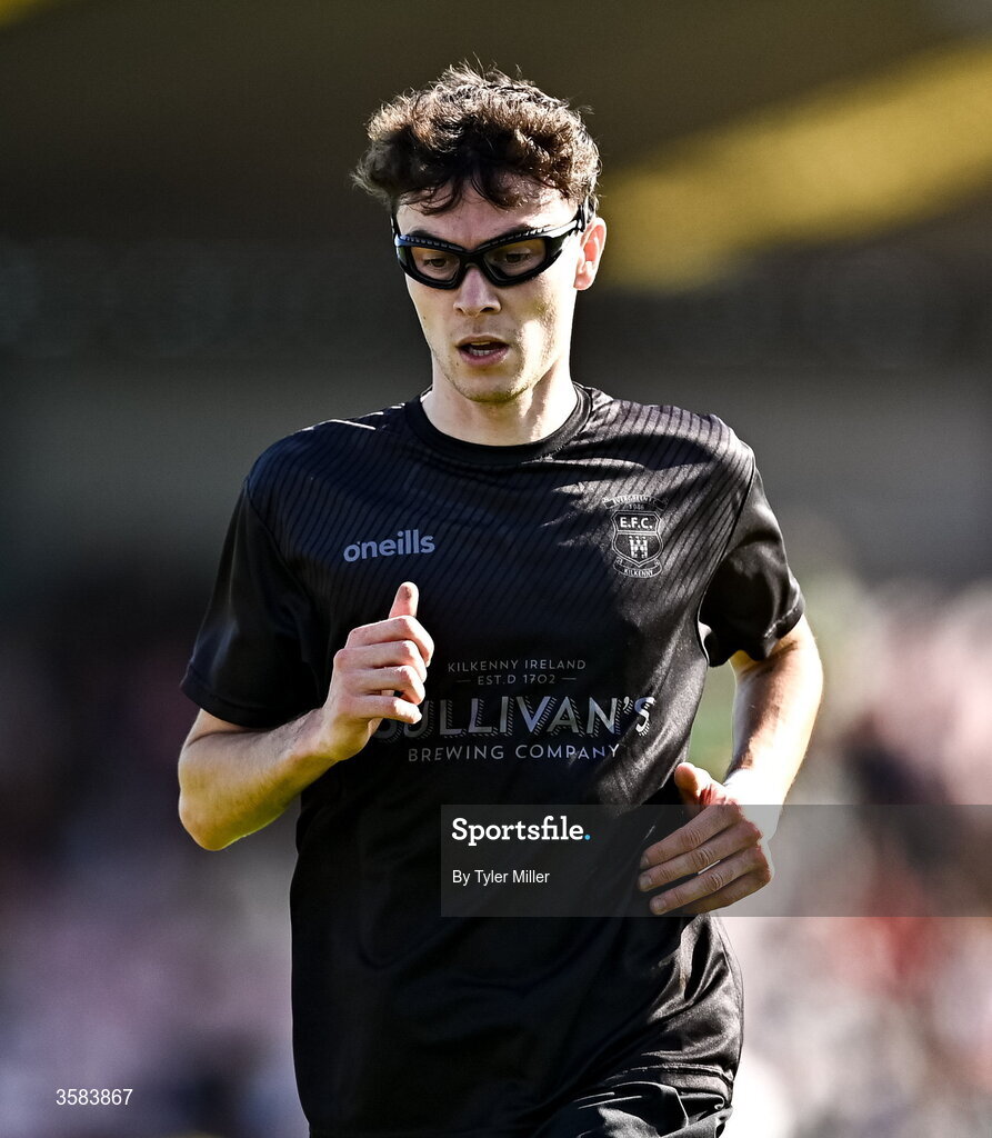 3 October 2026; Sam Hickey of Evergreen during the FAI Junior Cup final between Coachford and Evergreen at Munster FA Turner's Cross Park in Cork. Photo by Tyler Miller/Sportsfile