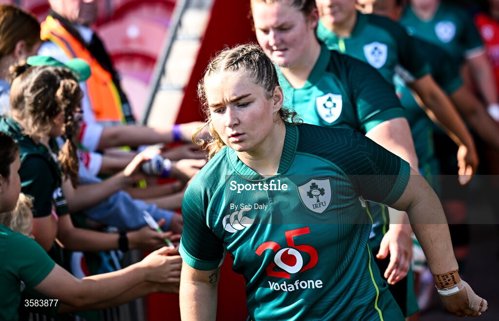 3 October 2026; Sadhbh McGrath of Ireland before the International Women's Rugby fixture between Ireland and Japan at Virgin Media Park in Cork. Photo by Seb Daly/Sportsfile