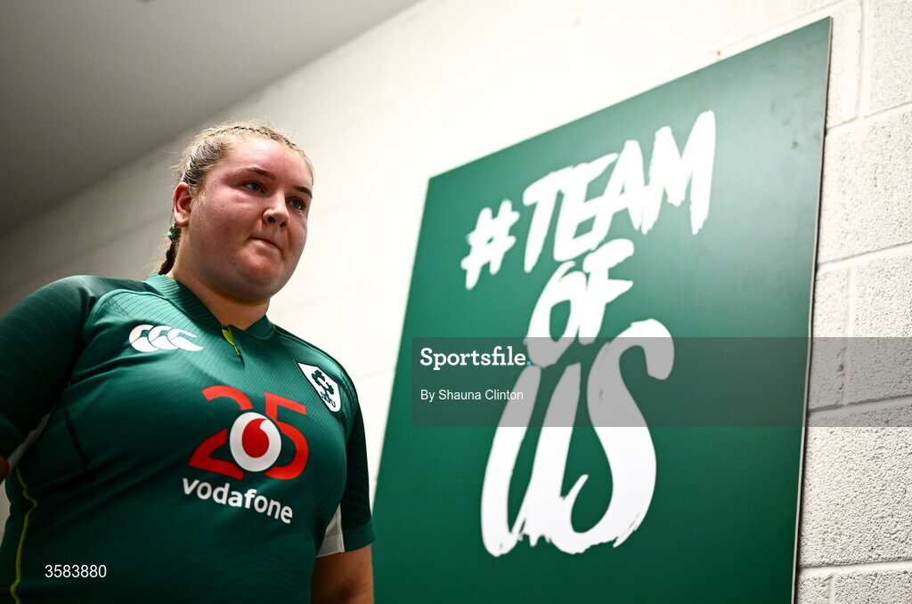 3 October 2026; Eilís Cahill of Ireland walks the tunnel before the International Women's Rugby fixture between Ireland and Japan at Virgin Media Park in Cork. Photo by Shauna Clinton/Sportsfile