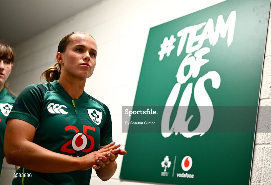 3 October 2026; Robyn O'Connor of Ireland walks the tunnel before the International Women's Rugby fixture between Ireland and Japan at Virgin Media Park in Cork. Photo by Shauna Clinton/Sportsfile