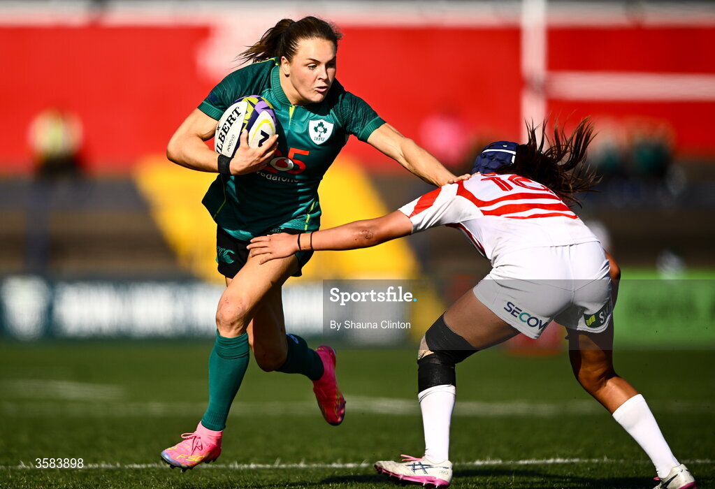 3 October 2026; Béibhinn Parsons of Ireland during the International Women's Rugby fixture between Ireland and Japan at Virgin Media Park in Cork. Photo by Shauna Clinton/Sportsfile