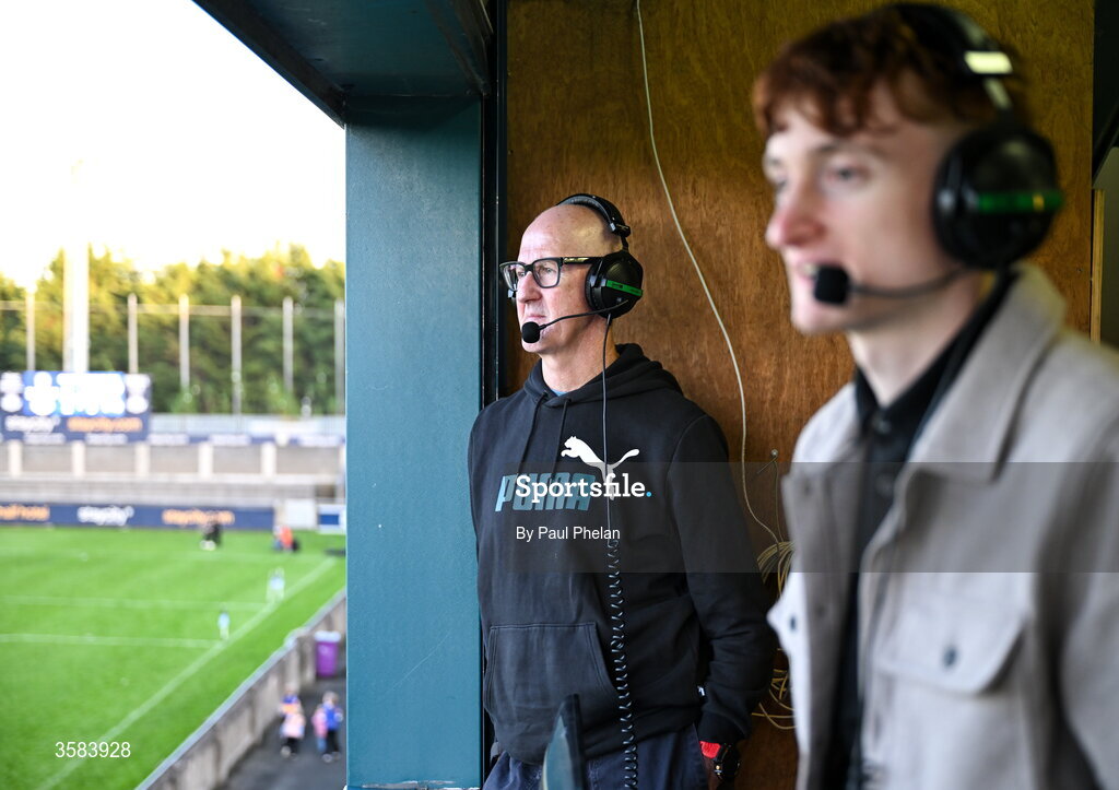 3 October 2026; Dubs TV commentator Paul Clarke during the Dublin County Senior Club Football Championship semi-final match between Thomas Davis and Castleknock at Parnell Park in Dublin. Photo by Paul Phelan/Sportsfile