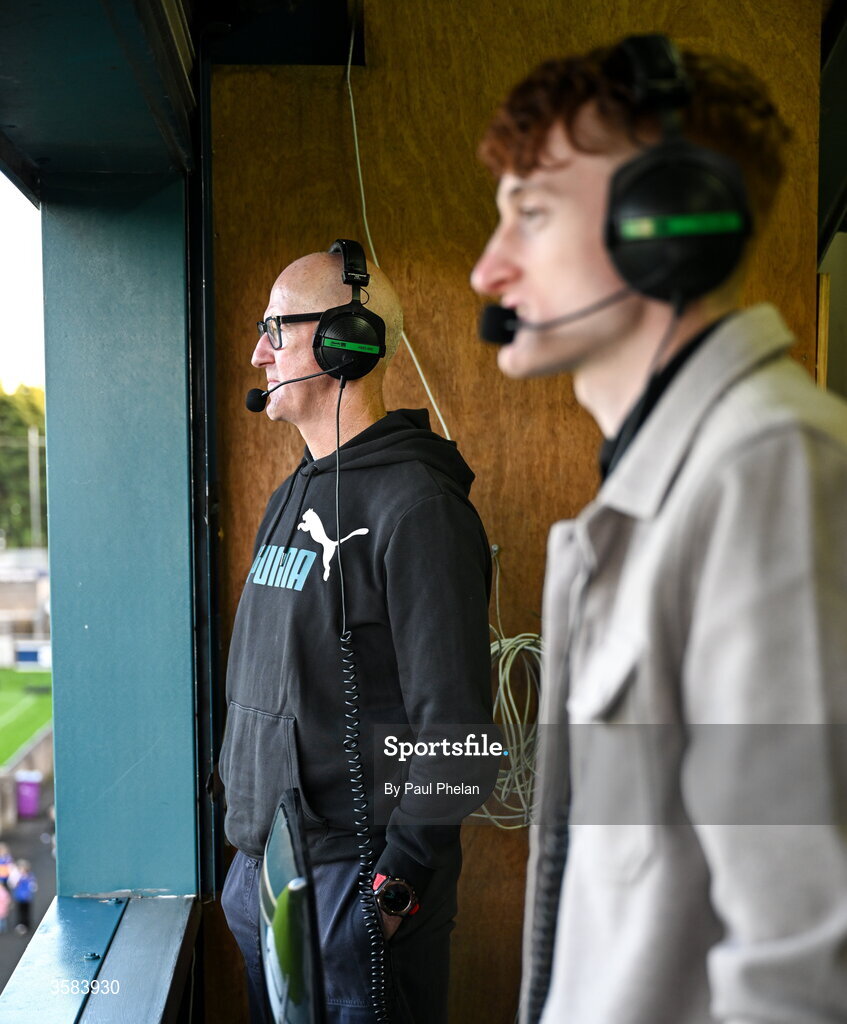 3 October 2026; Dubs TV commentator Paul Clarke during the Dublin County Senior Club Football Championship semi-final match between Thomas Davis and Castleknock at Parnell Park in Dublin. Photo by Paul Phelan/Sportsfile
