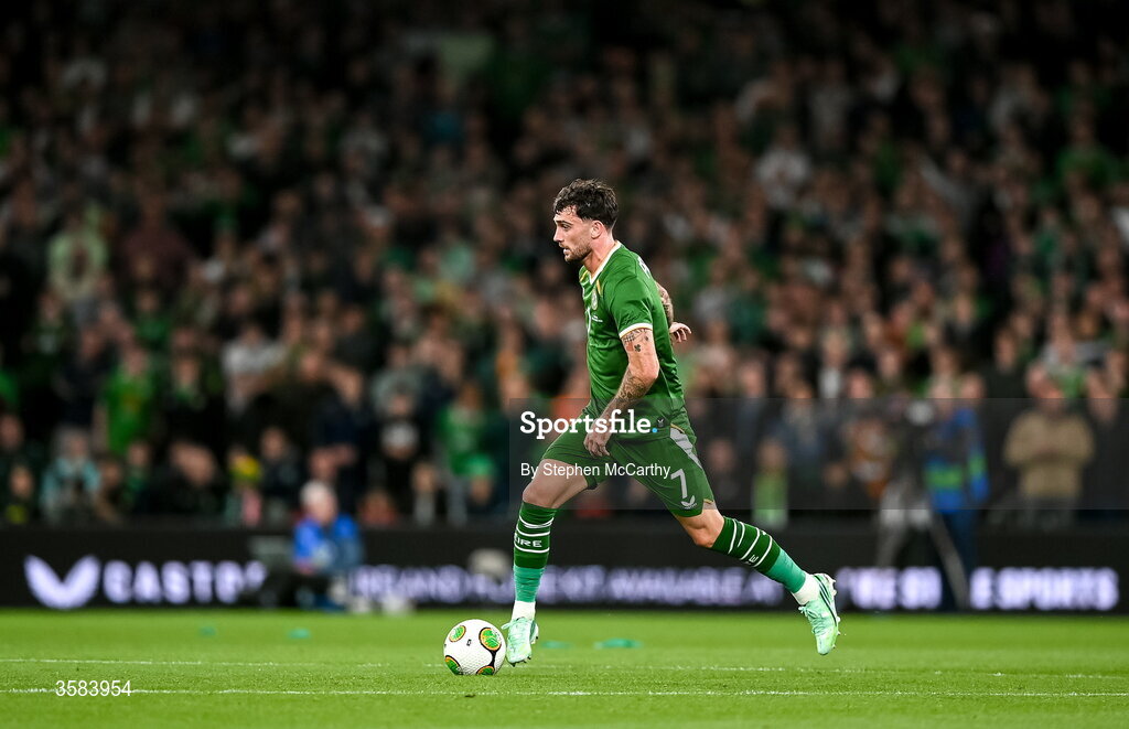 1 October 2026; Troy Parrott of Republic of Ireland during the UEFA Nations League B match between the Republic of Ireland and Austria at the Aviva Stadium in Dublin. Photo by Stephen McCarthy/Sportsfile