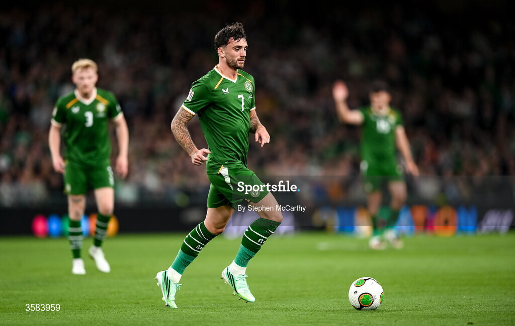 1 October 2026; Troy Parrott of Republic of Ireland during the UEFA Nations League B match between the Republic of Ireland and Austria at the Aviva Stadium in Dublin. Photo by Stephen McCarthy/Sportsfile