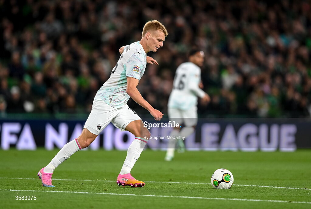 1 October 2026; Philipp Lienhart of Austria during the UEFA Nations League B match between the Republic of Ireland and Austria at the Aviva Stadium in Dublin. Photo by Stephen McCarthy/Sportsfile