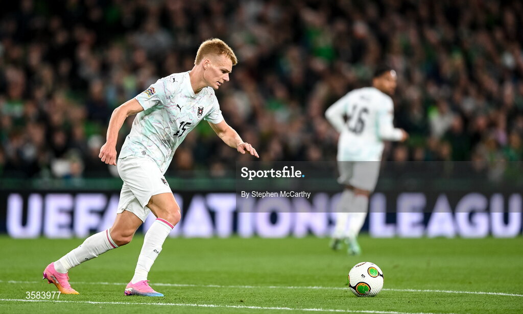 1 October 2026; Philipp Lienhart of Austria during the UEFA Nations League B match between the Republic of Ireland and Austria at the Aviva Stadium in Dublin. Photo by Stephen McCarthy/Sportsfile
