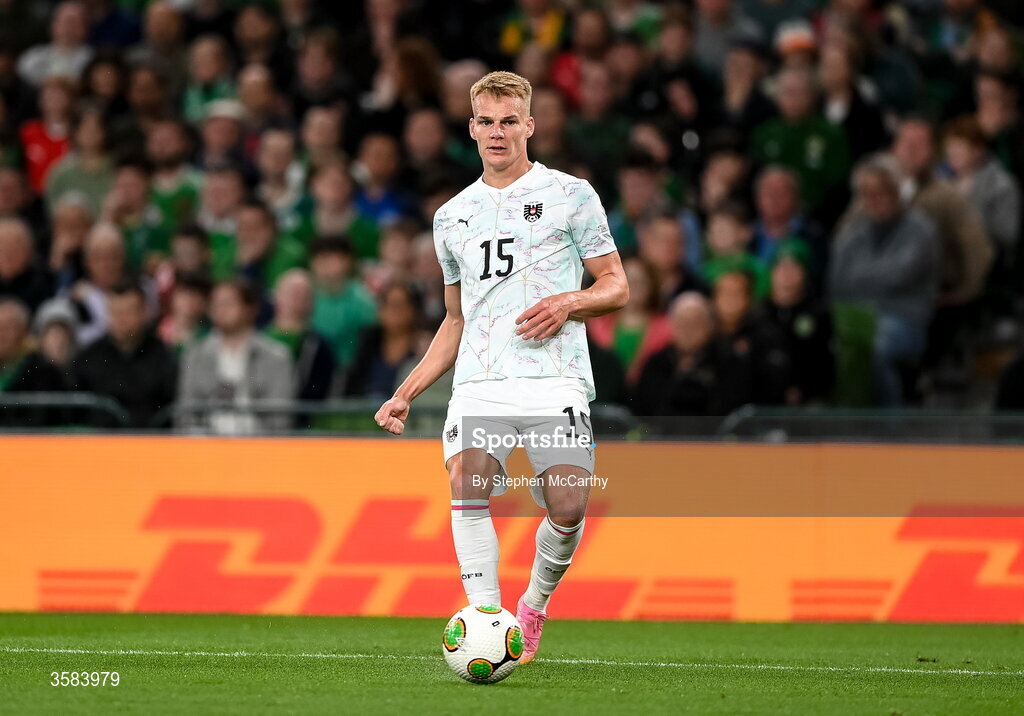 1 October 2026; Philipp Lienhart of Austria during the UEFA Nations League B match between the Republic of Ireland and Austria at the Aviva Stadium in Dublin. Photo by Stephen McCarthy/Sportsfile