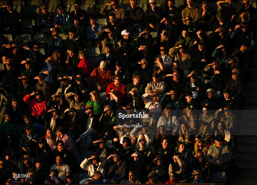 3 October 2026; Supporters during the Dublin County Senior Club Football Championship semi-final match between Thomas Davis and Castleknock at Parnell Park in Dublin. Photo by Paul Phelan/Sportsfile