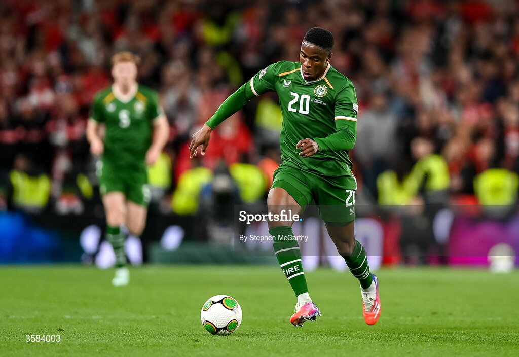1 October 2026; Chiedozie Ogbene of Republic of Ireland during the UEFA Nations League B match between the Republic of Ireland and Austria at the Aviva Stadium in Dublin. Photo by Stephen McCarthy/Sportsfile