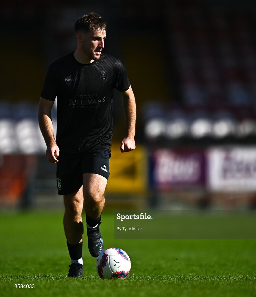 3 October 2026; Ethan Phelan of Evergreen during the FAI Junior Cup final between Coachford and Evergreen at Munster FA Turner's Cross Park in Cork. Photo by Tyler Miller/Sportsfile