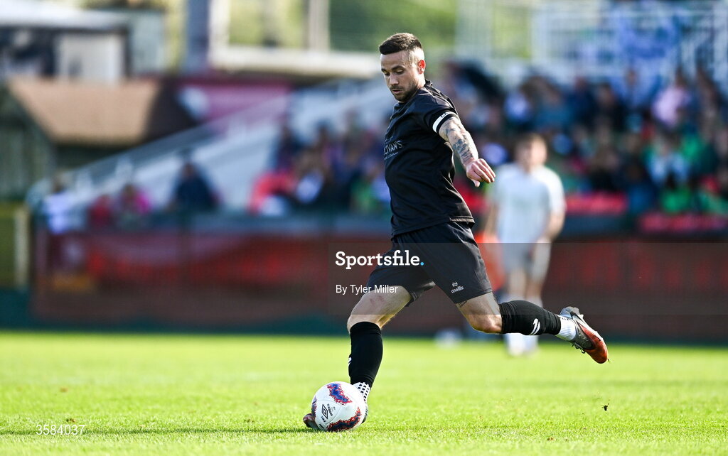 3 October 2026; Michael Drennan of Evergreen during the FAI Junior Cup final between Coachford and Evergreen at Munster FA Turner's Cross Park in Cork. Photo by Tyler Miller/Sportsfile