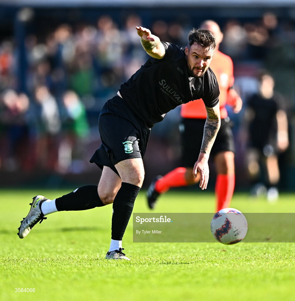 3 October 2026; Lee Delaney of Evergreen during the FAI Junior Cup final between Coachford and Evergreen at Munster FA Turner's Cross Park in Cork. Photo by Tyler Miller/Sportsfile