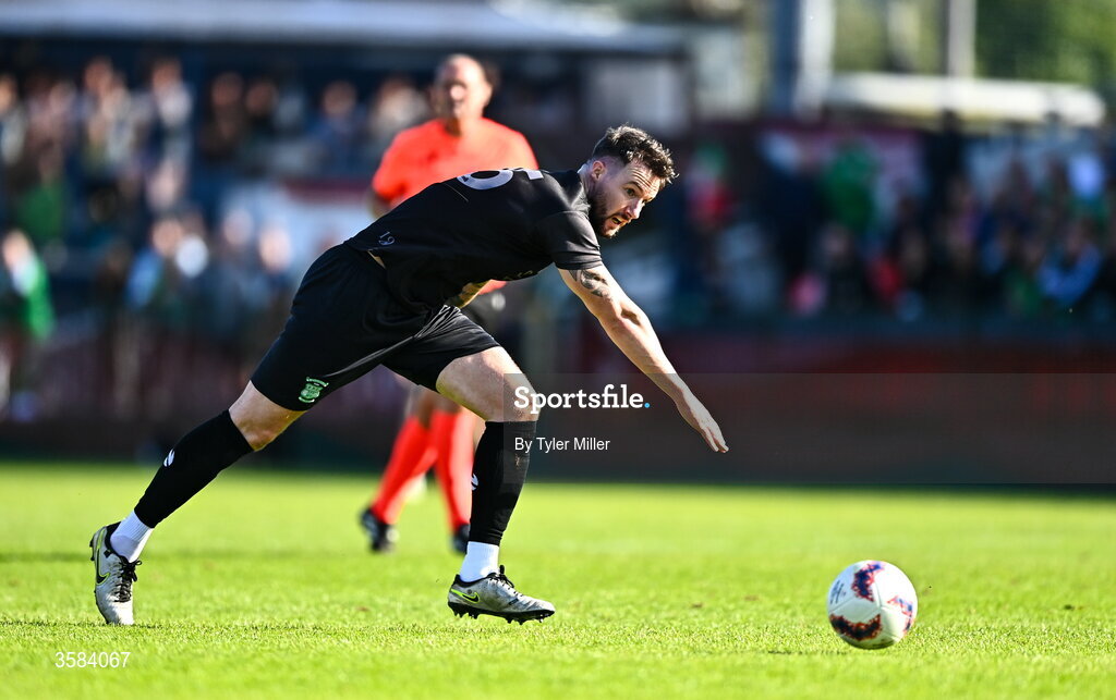 3 October 2026; Lee Delaney of Evergreen during the FAI Junior Cup final between Coachford and Evergreen at Munster FA Turner's Cross Park in Cork. Photo by Tyler Miller/Sportsfile