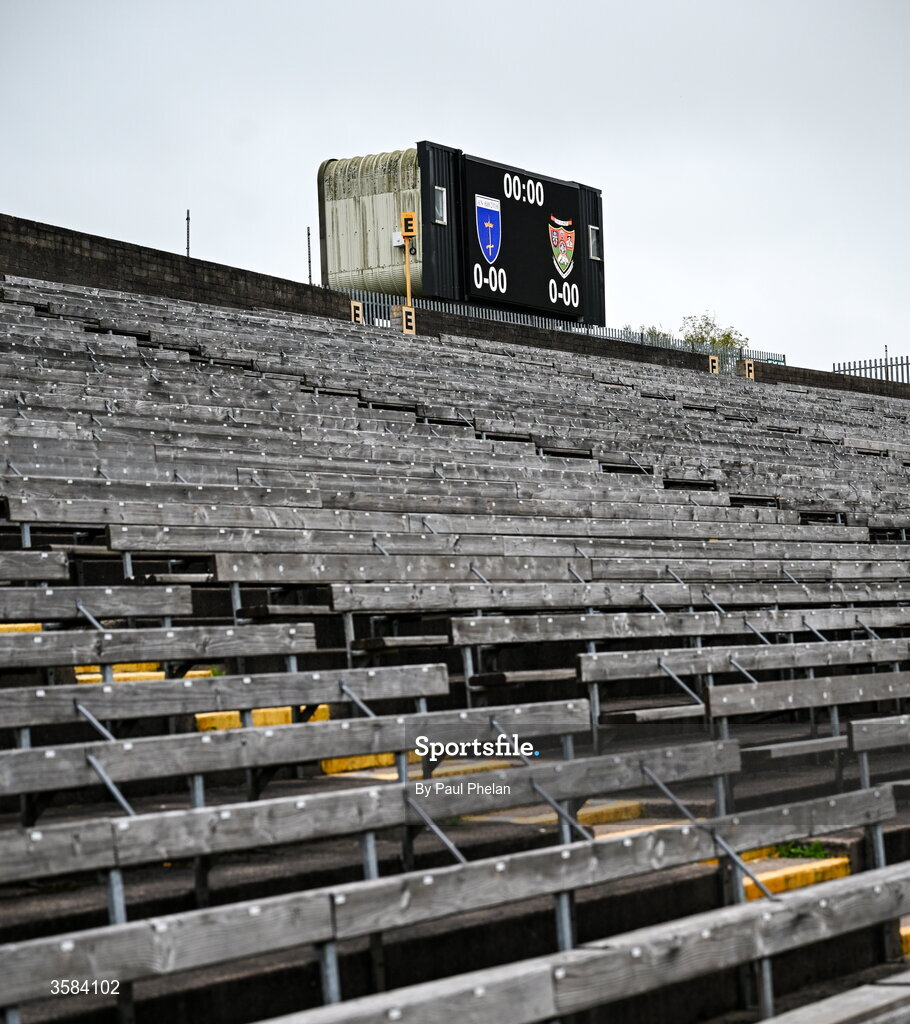 4 October 2026; A general view of the scoreboard before the Monaghan County Senior Club Football Championship semi-final match between Scotstown and Inniskeen at St Tiernach’s Park in Clones, Monaghan. Photo by Paul Phelan/Sportsfile