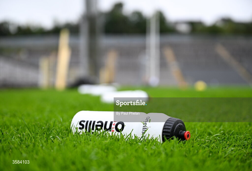 4 October 2026; A water bottle before the Monaghan County Senior Club Football Championship semi-final match between Scotstown and Inniskeen at St Tiernach’s Park in Clones, Monaghan. Photo by Paul Phelan/Sportsfile