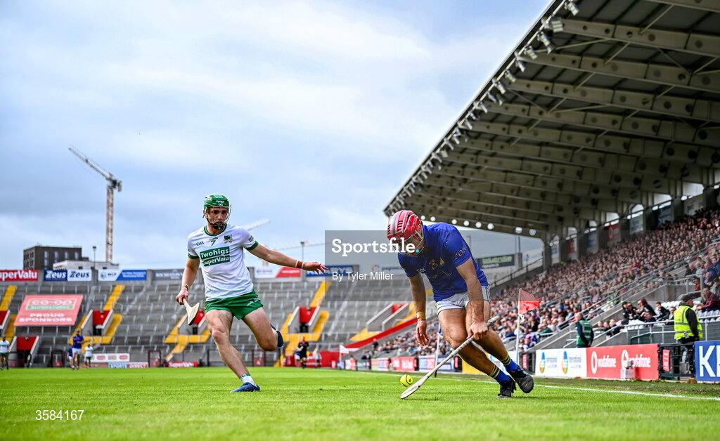 4 October 2026; William Buckley of St Finbarrs in action against Tommy Walsh of Kanturk during the Cork County Senior Club Hurling Championship semi-final match between Kanturk and St Finbarrs at SuperValu Páirc Uí Chaoimh in Cork. Photo by Tyler Miller/Sportsfile
