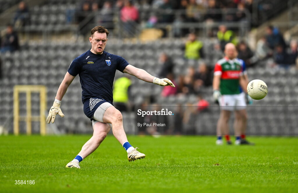 4 October 2026; Scotstown goalkeeper Rory Beggan scores a free during the Monaghan County Senior Club Football Championship semi-final match between Scotstown and Inniskeen at St Tiernach’s Park in Clones, Monaghan. Photo by Paul Phelan/Sportsfile