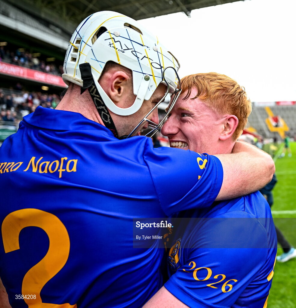 4 October 2026; Jack Cahalane, right, and Ciarán Doolan of St Finbarrs after the Cork County Senior Club Hurling Championship semi-final match between Kanturk and St Finbarrs at SuperValu Páirc Uí Chaoimh in Cork. Photo by Tyler Miller/Sportsfile