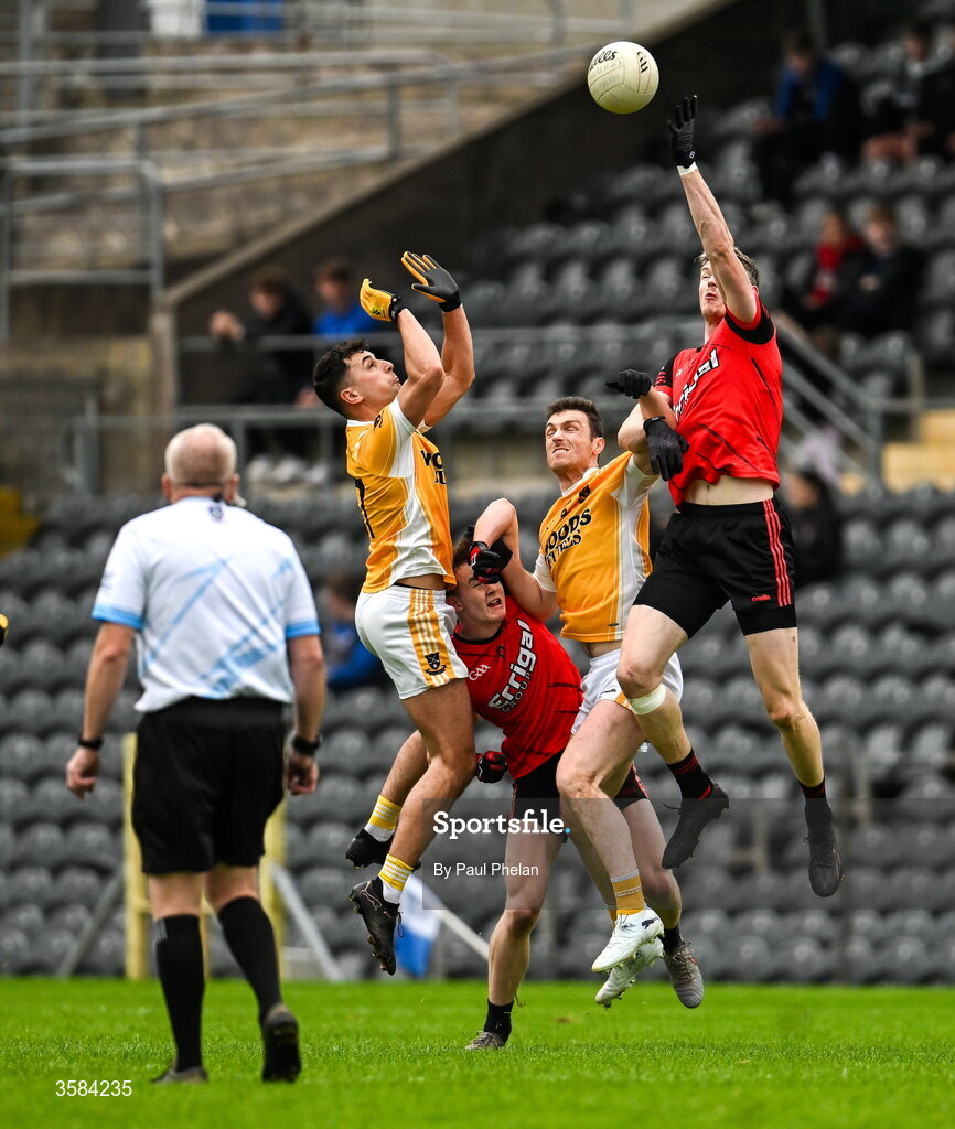 4 October 2026; Darren O'Neill of Gaeil Triucha CLG punches a high ball during the Monaghan County Senior Club Football Championship semi-final match between Clontibret O'Neills and Gaeil Triucha CLG at St Tiernach’s Park in Clones, Monaghan. Photo by Paul Phelan/Sportsfile