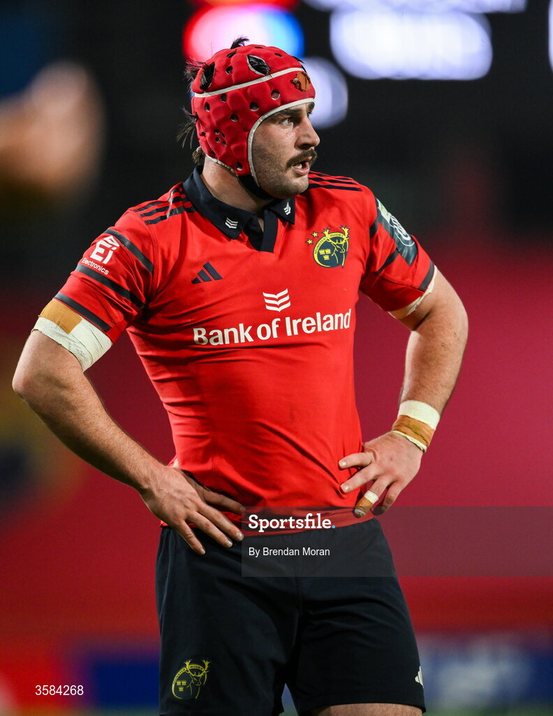 3 October 2026; John Hodnett of Munster during the United Rugby Championship match between Munster and Vodacom Bulls at Thomond Park in Limerick. Photo by Brendan Moran/Sportsfile