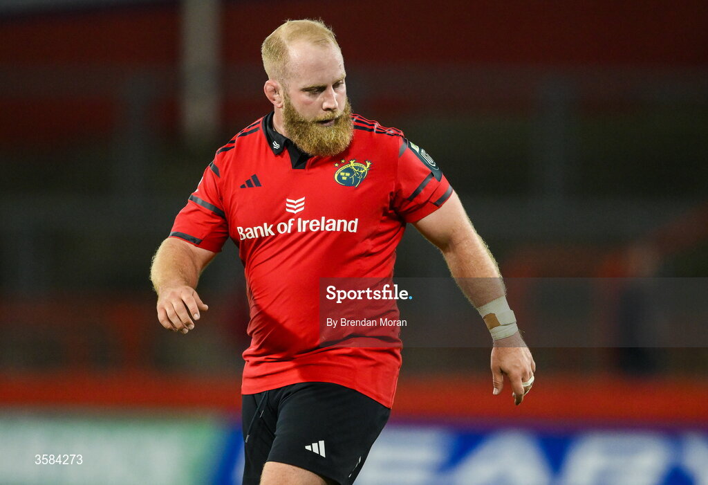 3 October 2026; Jeremy Loughman of Munster during the United Rugby Championship match between Munster and Vodacom Bulls at Thomond Park in Limerick. Photo by Brendan Moran/Sportsfile