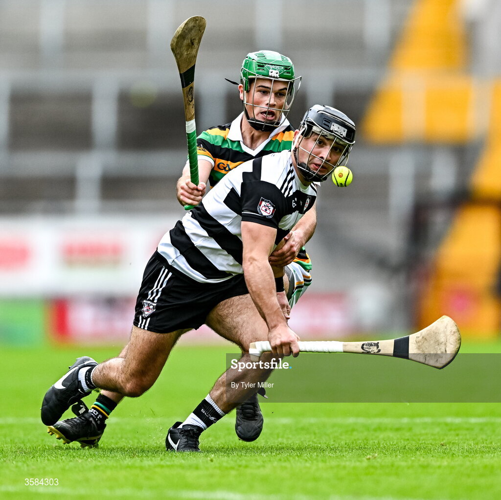 4 October 2026; Mikey Finn of Midleton in action against Rhys Dunne of Glen Rovers during the Cork County Senior Club Hurling Championship semi-final match between Midleton and Glen Rovers at SuperValu Páirc Uí Chaoimh in Cork. Photo by Tyler Miller/Sportsfile