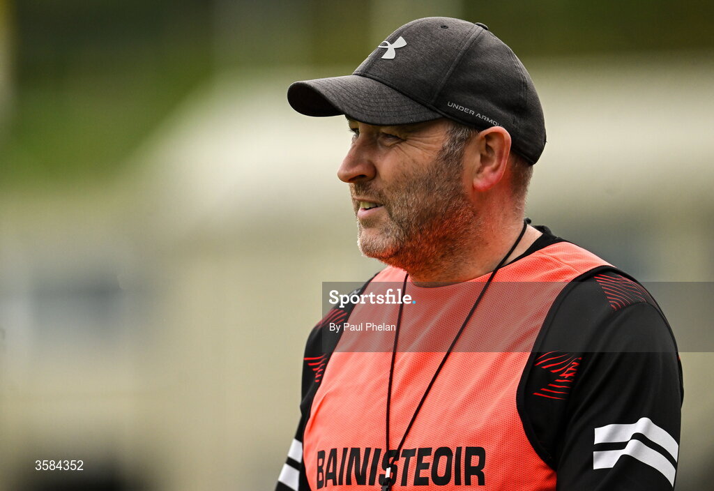 4 October 2026; Gaeil Triucha CLG manager Mark Counihan during the closing minutes of the Monaghan County Senior Club Football Championship semi-final match between Clontibret O'Neills and Gaeil Triucha CLG at St Tiernach’s Park in Clones, Monaghan. Photo by Paul Phelan/Sportsfile