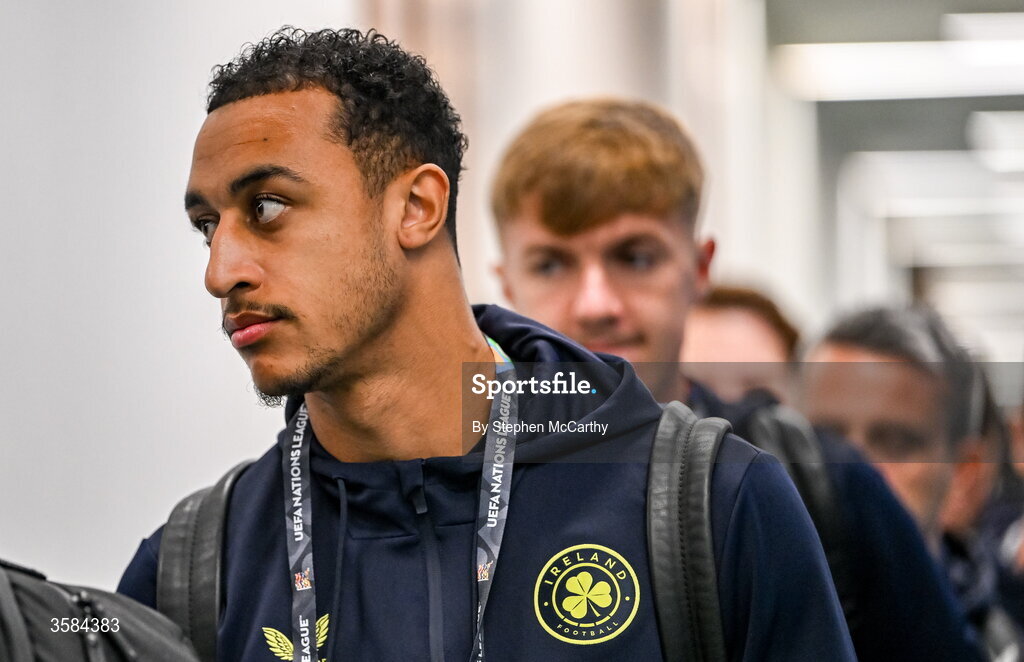 4 October 2026; Adam Idah of Republic of Ireland arrives before the UEFA Nations League B match between the Republic of Ireland and Israel at TSC Arena in Backa Topola, Serbia. Photo by Stephen McCarthy/Sportsfile