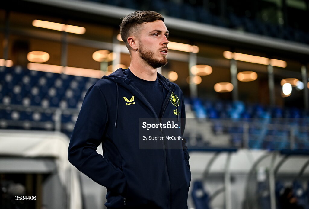 4 October 2026; Republic of Ireland goalkeeper Josh Keeley walks the pitch before the UEFA Nations League B match between the Republic of Ireland and Israel at TSC Arena in Backa Topola, Serbia. Photo by Stephen McCarthy/Sportsfile