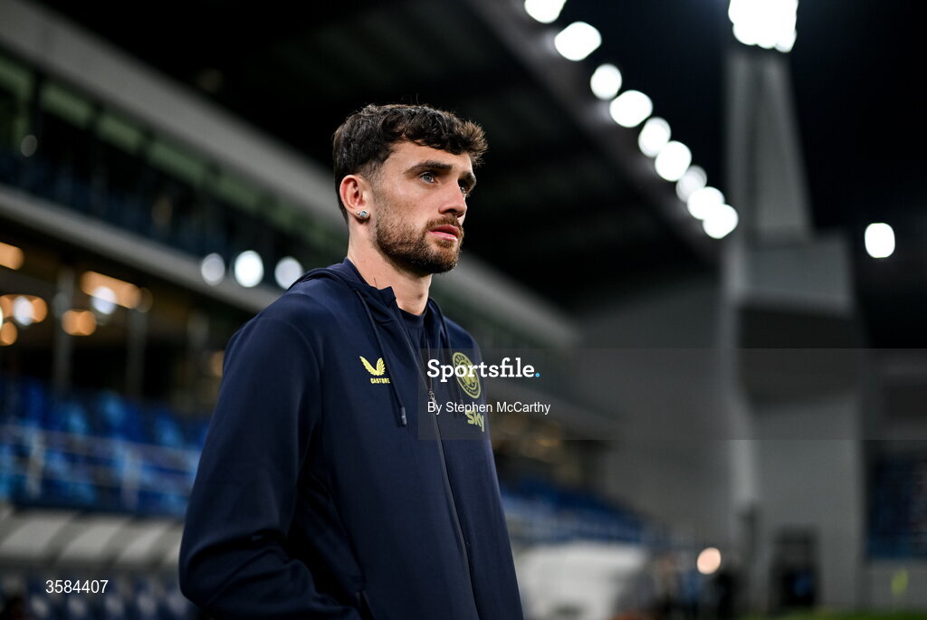 4 October 2026; Troy Parrott of Republic of Ireland walks the pitch before the UEFA Nations League B match between the Republic of Ireland and Israel at TSC Arena in Backa Topola, Serbia. Photo by Stephen McCarthy/Sportsfile