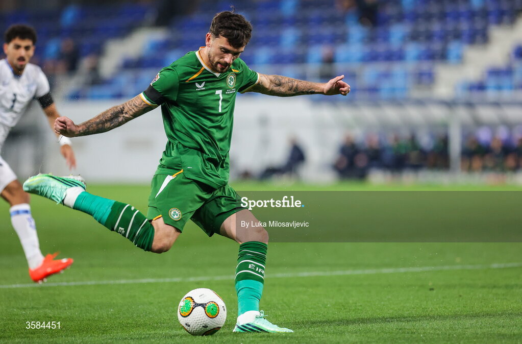 4 October 2026; Troy Parrott of Republic of Ireland during the UEFA Nations League B match between the Republic of Ireland and Israel at TSC Arena in Backa Topola, Serbia. Photo by Luka Milosavljevic/Sportsfile