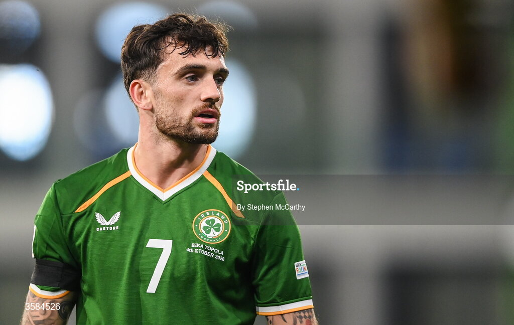 4 October 2026; Troy Parrott of Republic of Ireland during the UEFA Nations League B match between the Republic of Ireland and Israel at TSC Arena in Backa Topola, Serbia. Photo by Stephen McCarthy/Sportsfile