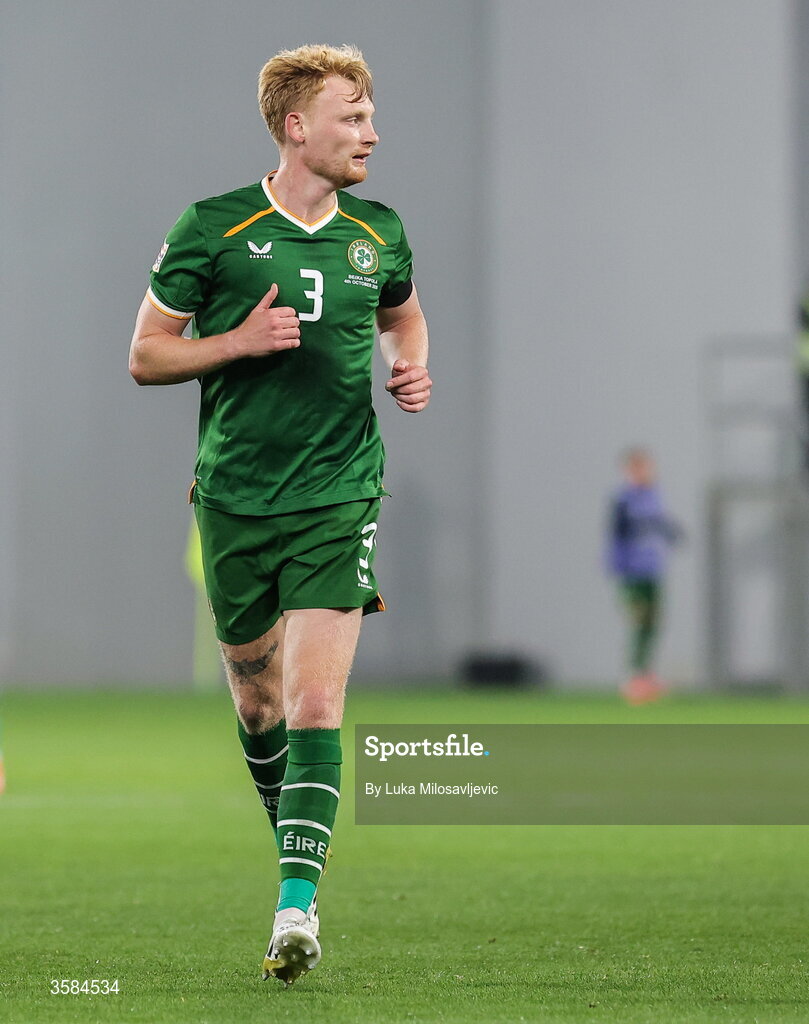 4 October 2026; Liam Scales of Republic of Ireland during the UEFA Nations League B match between the Republic of Ireland and Israel at TSC Arena in Backa Topola, Serbia. Photo by Luka Milosavljevic/Sportsfile